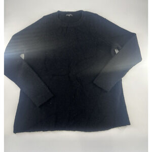 Eileen Fisher Black Sweater Medium Knit Pullover Long Sleeve Minimalist Cottage